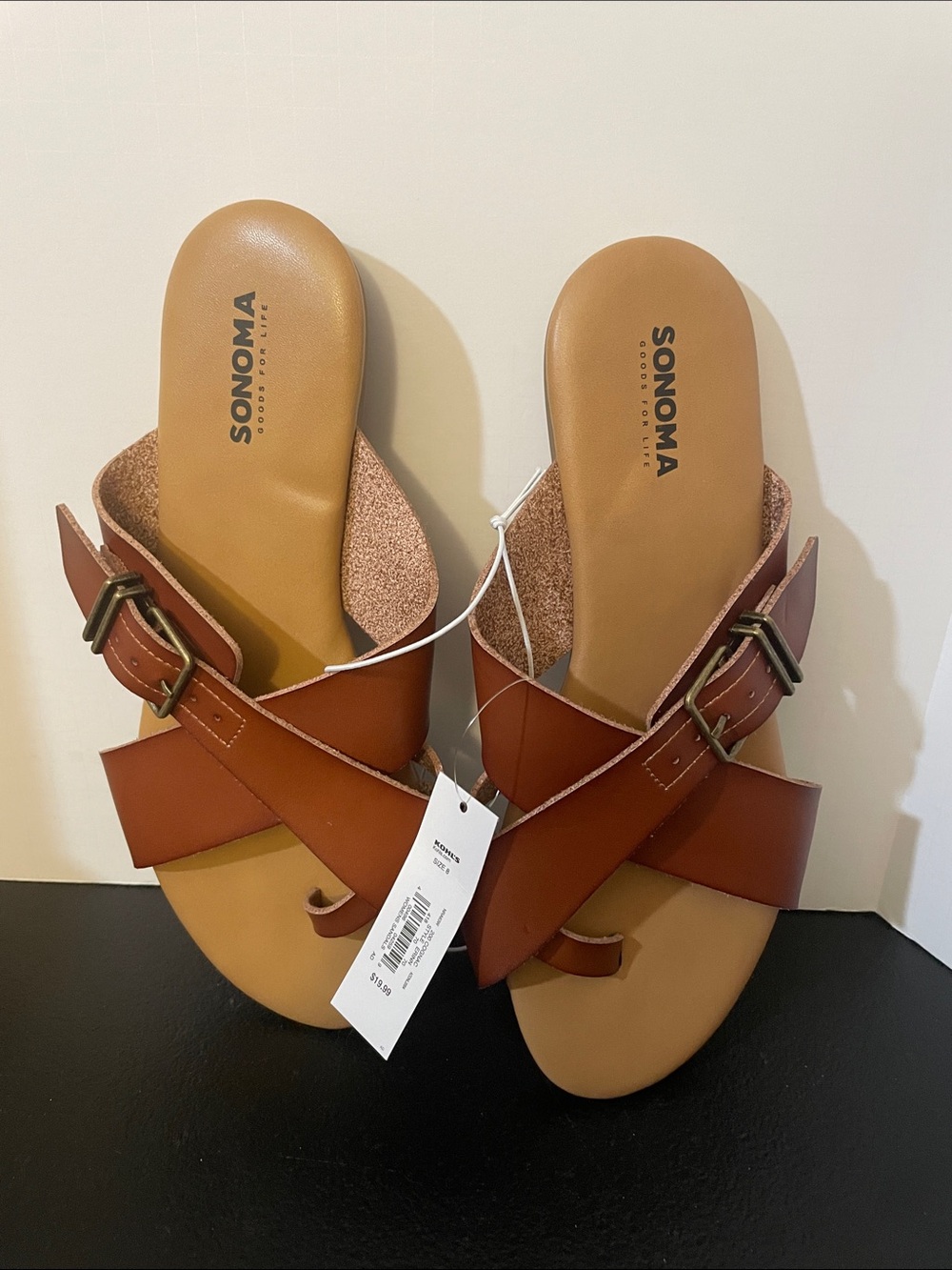 Sonoma Brown Crisscross Buckle Slide Sandals for Women
